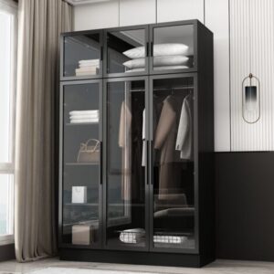 Armoire haut de gamme sombre, classeur moderne pour vêtements