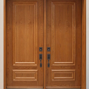Porte centrale à 2 volets en bois dure