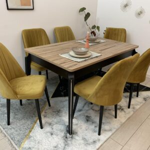 Salle à manger avec (06) chaises et une table en bois